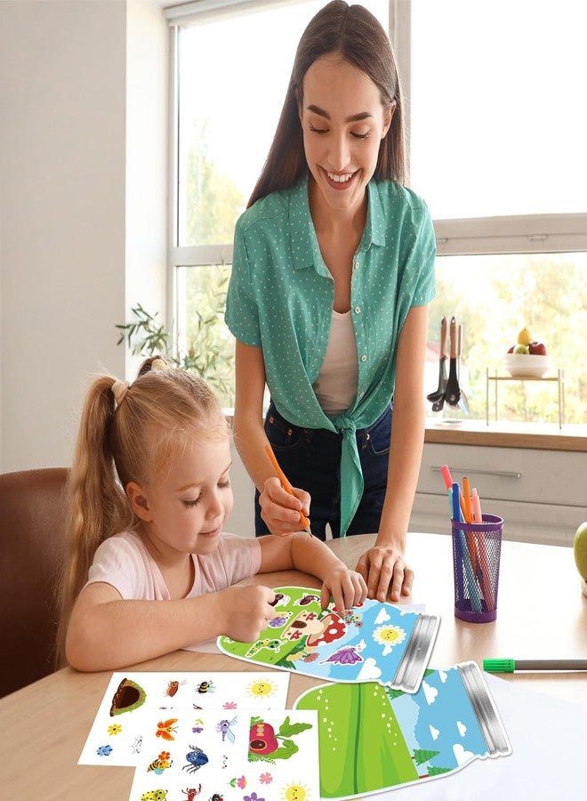 BLSUREFYX 30 Sheet Spring Insect Craft Kit Spring Summer Mason Jar Scene with Bee Ladybug Flower Sticker Make Your Own Insect Jar Ornament for Kid Toddler Sunday School Classroom Home Reward Activity - Image 2