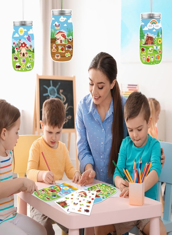 BLSUREFYX 30 Sheet Spring Insect Craft Kit Spring Summer Mason Jar Scene with Bee Ladybug Flower Sticker Make Your Own Insect Jar Ornament for Kid Toddler Sunday School Classroom Home Reward Activity - Image 3