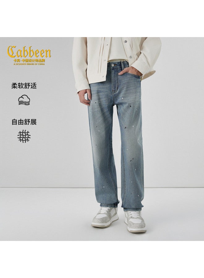 Cabbeen Men's Jeans Street Retro Stretch Wear-resistant Easy Care 2026 Spring Jeans - Image 2