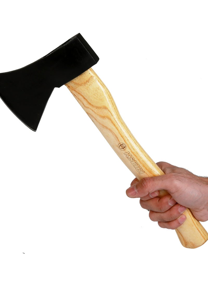 KSEIBI Axe with Wooden Handle 600g, Carbon Steel, Wood Handle, Ideal for Small Wood-Cutting Projects, Clearing Small Limbs, And Camping, Strong and Durable, Clearing Branches, Construction, Bushcraft Axe  - Image 3