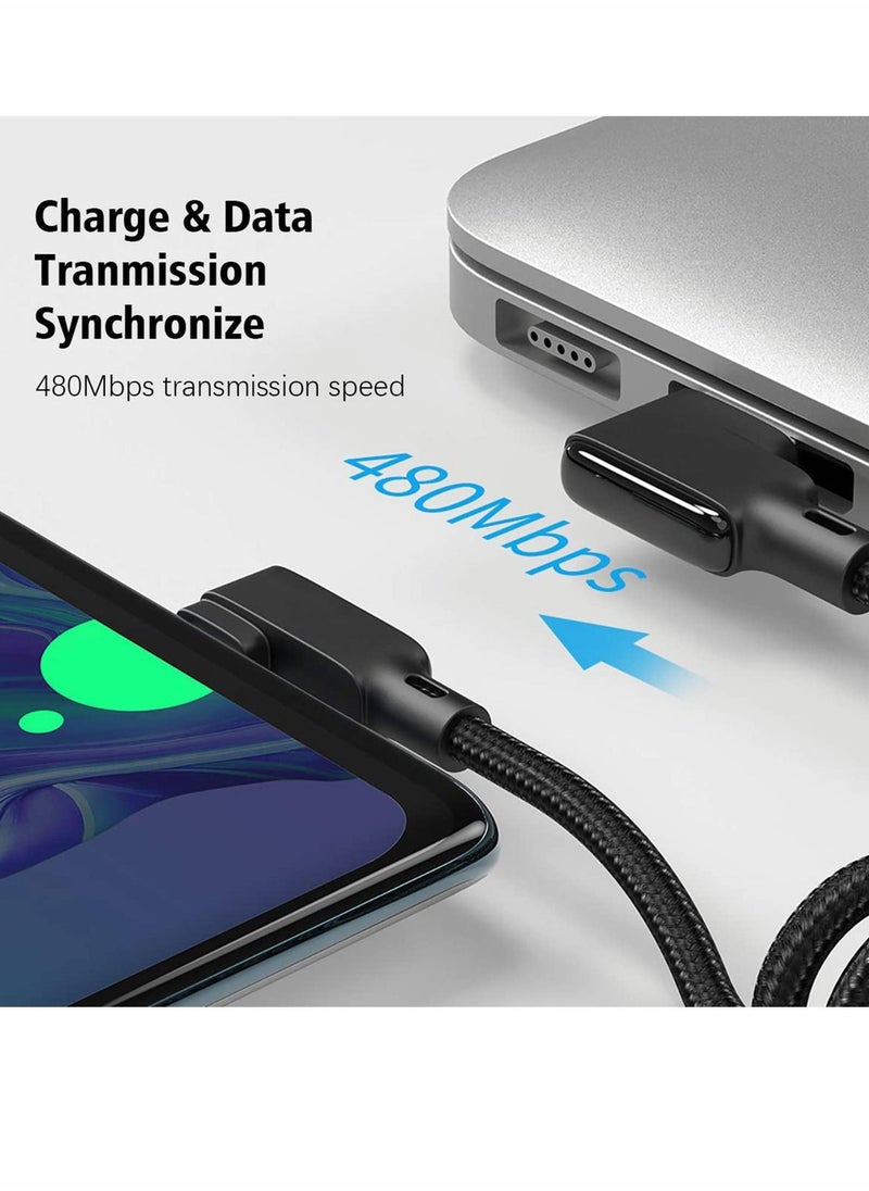 Excefore - USB C Cable, 90 Degree Coiled USB A To C Charging Cable, Scalable Spring Charging Cable (40-180 cm), 15W 3A Fast Charging, High Speed Data Transfer Cable for Any C Port Device - Image 1