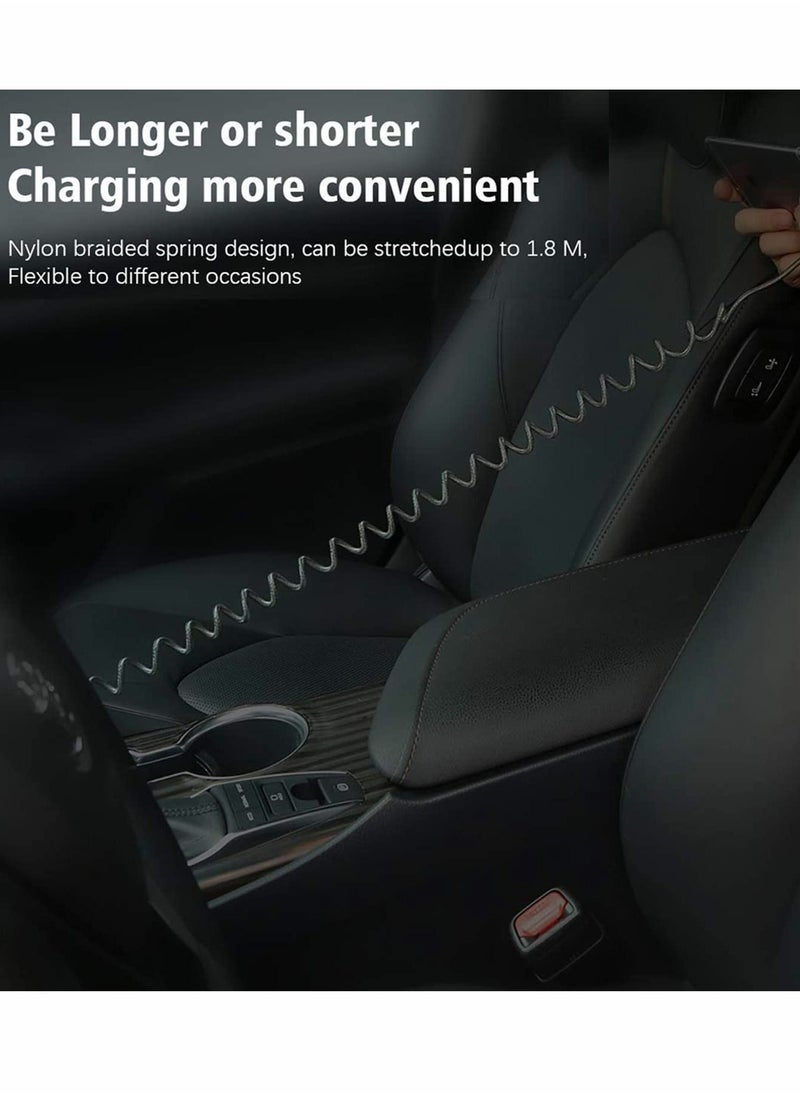 Excefore - USB C Cable, 90 Degree Coiled USB A To C Charging Cable, Scalable Spring Charging Cable (40-180 cm), 15W 3A Fast Charging, High Speed Data Transfer Cable for Any C Port Device - Image 1