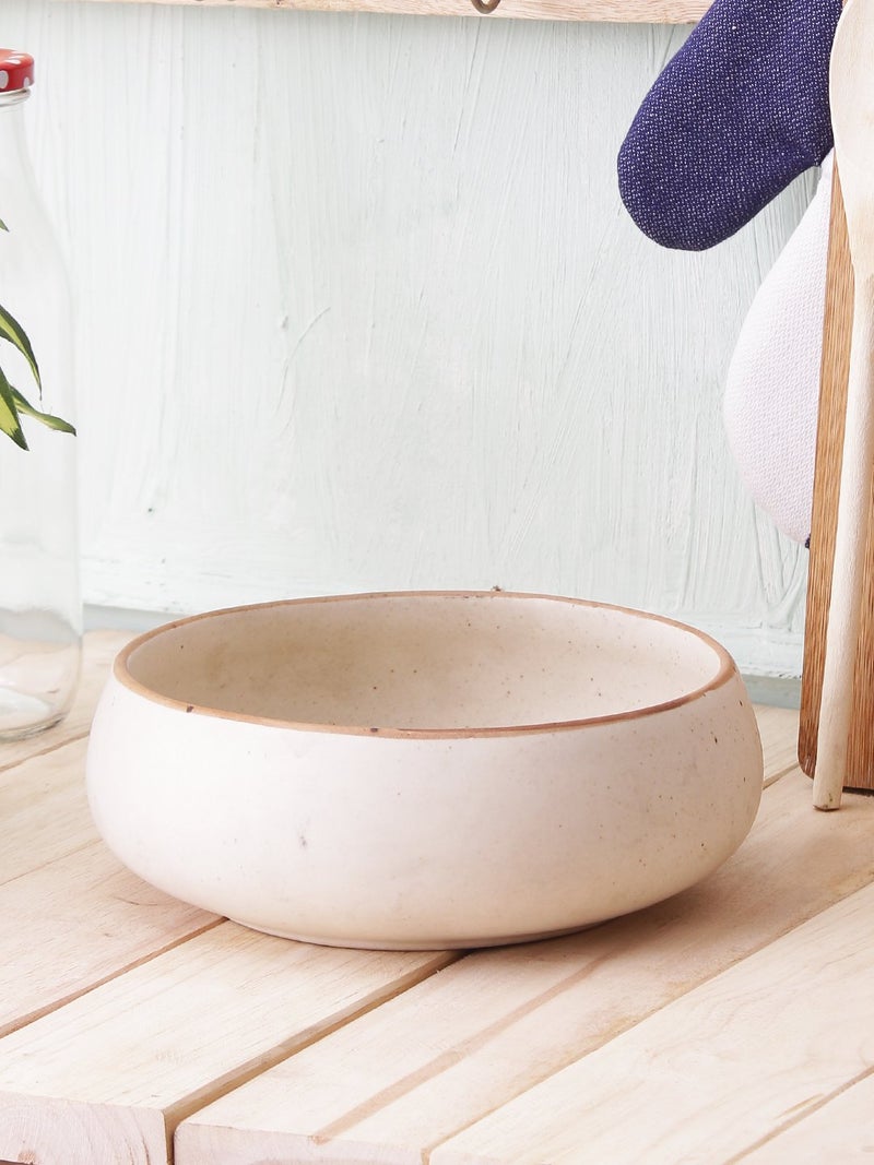 miah decor Ceramic Serving Bowl Handmade Stoneware Matte Finish Serving Bowl for Food Salad Curries Pasta Noodles Snacks Rice Chutney Breakfast 1 Piece Size WxH 7 X 3 inches - Image 1