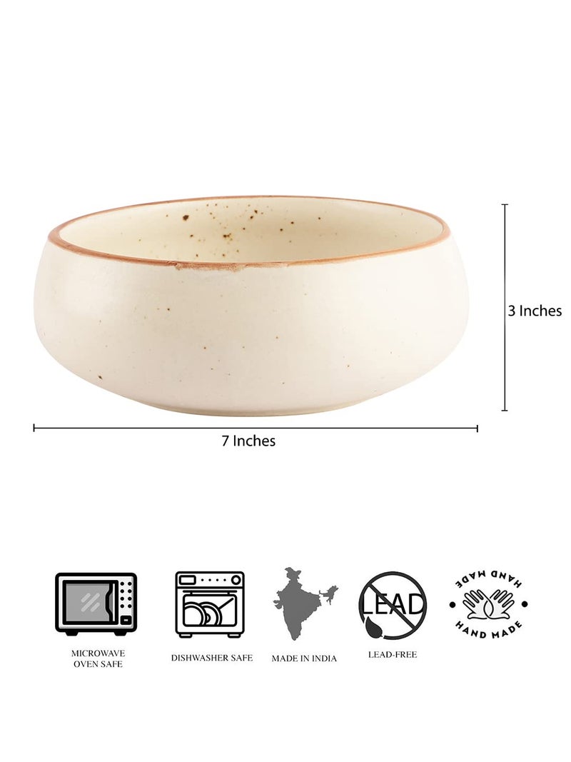 miah decor Ceramic Serving Bowl Handmade Stoneware Matte Finish Serving Bowl for Food Salad Curries Pasta Noodles Snacks Rice Chutney Breakfast 1 Piece Size WxH 7 X 3 inches - Image 4
