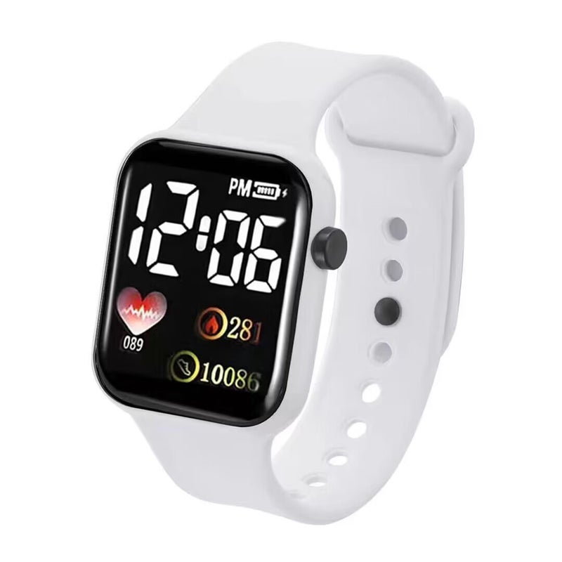 New Heart-shaped Mini Square Digital Wristwatch For Couples Children Sports Led Electronic Watch Plastic Dial Window White 