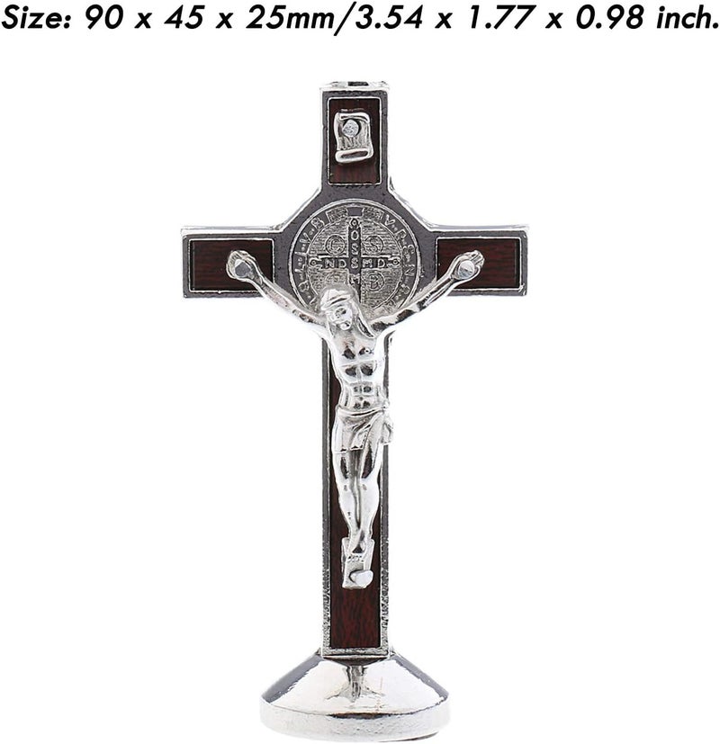 klarako Crucifix Jesus Christ On The Stand Cross Figurine for Home Chapel Ornament Silver - Image 2