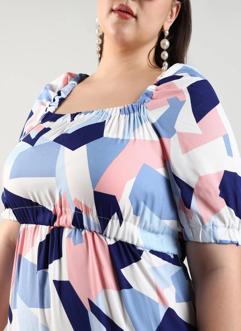 Instafab Plus Abstract Block Midi Dress