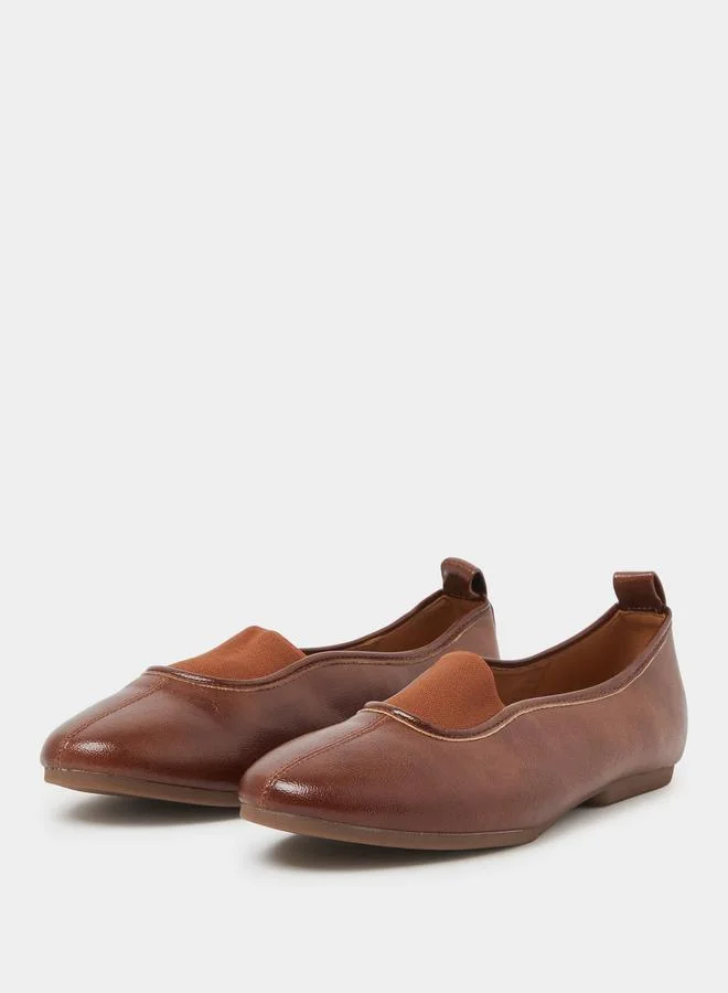 Styli Brown Elastic Insert Flat Ballerina