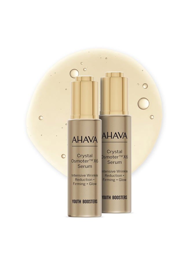 AHAVA Crystal Osmoter X6 Serum Duo Set, 1 Fl.Oz x 2 - Smooth oily lotion with Dead Sea Minerals & Osmoter, to enhance skin radiance, provide firmness and treatment against wrinkles & fine lines - Image 1