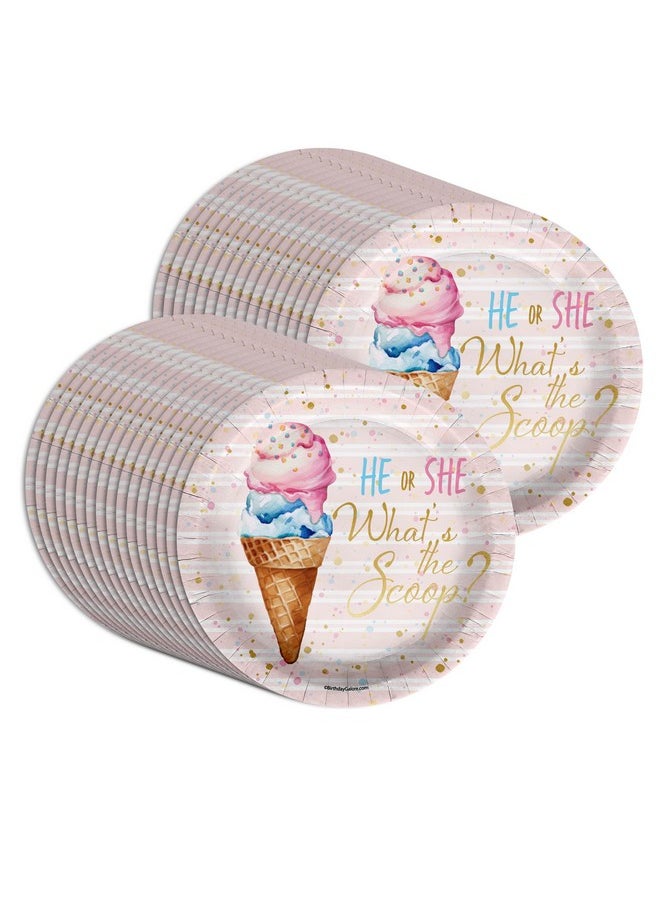 Birthday Galore Birthday Galore He or She Scoops Ice Cream Gender Reveal Party Supplies Large 9" Paper Plates in Bulk 32 Piece  - Image 5