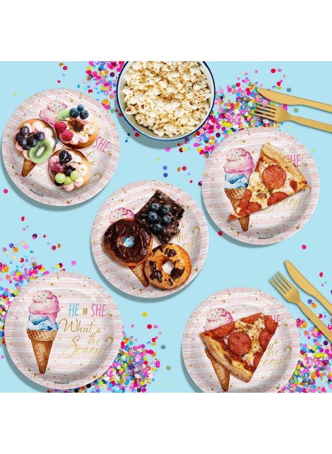 Birthday Galore Birthday Galore He or She Scoops Ice Cream Gender Reveal Party Supplies Large 9" Paper Plates in Bulk 32 Piece  - Image 4