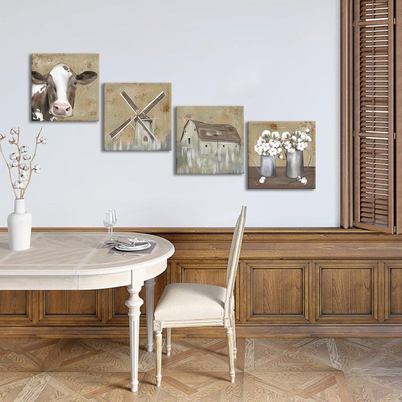 RnnJoile 4 Piece Farm Canvas Wall Art Set - Image 3