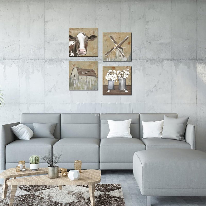 RnnJoile 4 Piece Farm Canvas Wall Art Set - Image 4