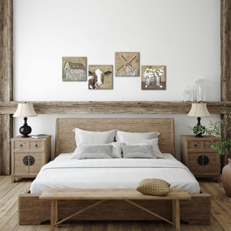 RnnJoile 4 Piece Farm Canvas Wall Art Set - Image 5
