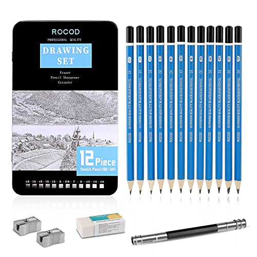 ROCOD Profession Sketch Pencils 6B to 4H for Kids and Adults Drawing, Art Graphite Pencil for Artists Beginner Sketching - Image 1