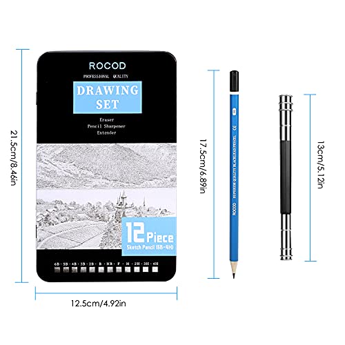 ROCOD Profession Sketch Pencils 6B to 4H for Kids and Adults Drawing, Art Graphite Pencil for Artists Beginner Sketching - Image 2