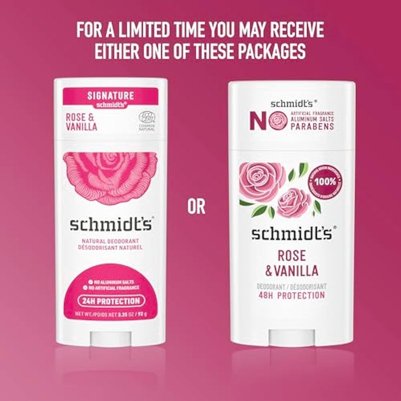 Schmidt's Aluminum-Free Vegan Deodorant Rose & Vanilla with 24 Hour Odor Protection 2 Count for Women and Men, Natural Ingredients, Cruelty-Free, 2.65 oz - Image 5