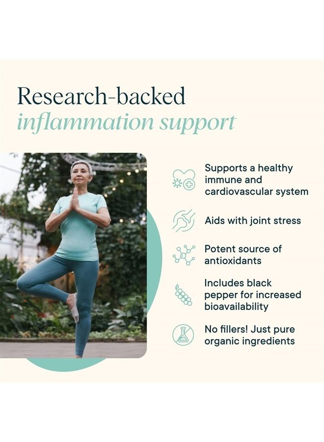 Ora Organic Turmeric Curcumin Supplement with Piperine - Pure Turmeric and Black Pepper Extract for Joint Stress and Cardiovascular Support, No Filler Ingredients - 1 Month Supply, 90 Vegan Tablets - Image 2