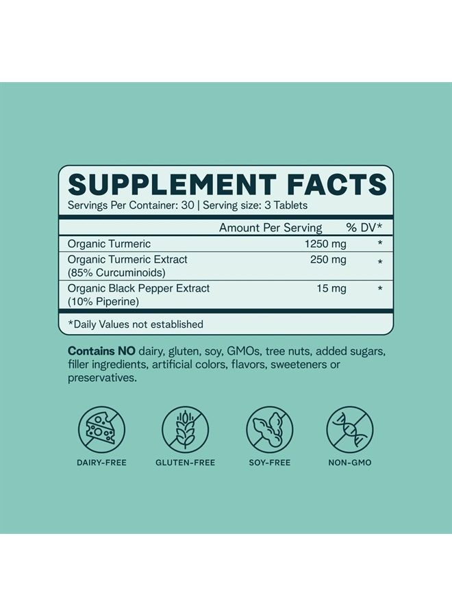 Ora Organic Turmeric Curcumin Supplement with Piperine - Pure Turmeric and Black Pepper Extract for Joint Stress and Cardiovascular Support, No Filler Ingredients - 1 Month Supply, 90 Vegan Tablets - Image 4