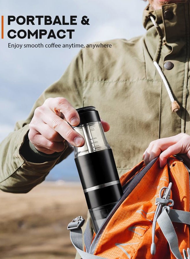 PHCOHIDO Portable Coffee Maker for Travel & Camping, Travel Lightweight Coffee Machines, Manually Operated, Compatible w/Ground Coffee & NS Capsule Black - Image 3