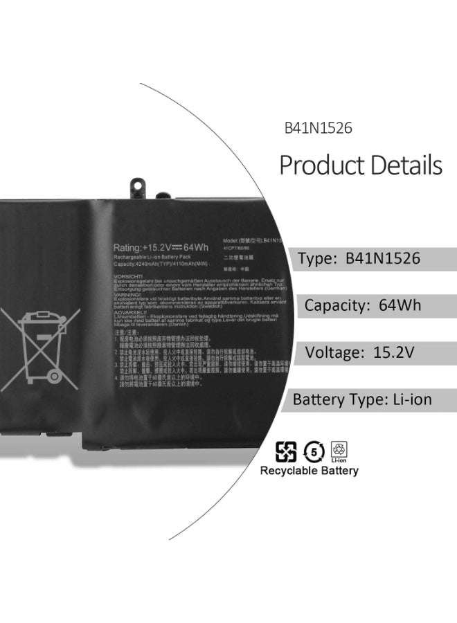 Terabyte بطارية لابتوب B41N1526 متوافقة مع Asus G502V G502VM G502VT FX502V FX502VD FX502VE FX502VM FX60V FX60VM ROG Strix GL502V GL502VT GL502VM GL502VM GL502V502VM GL502V502V502VM - Image 2