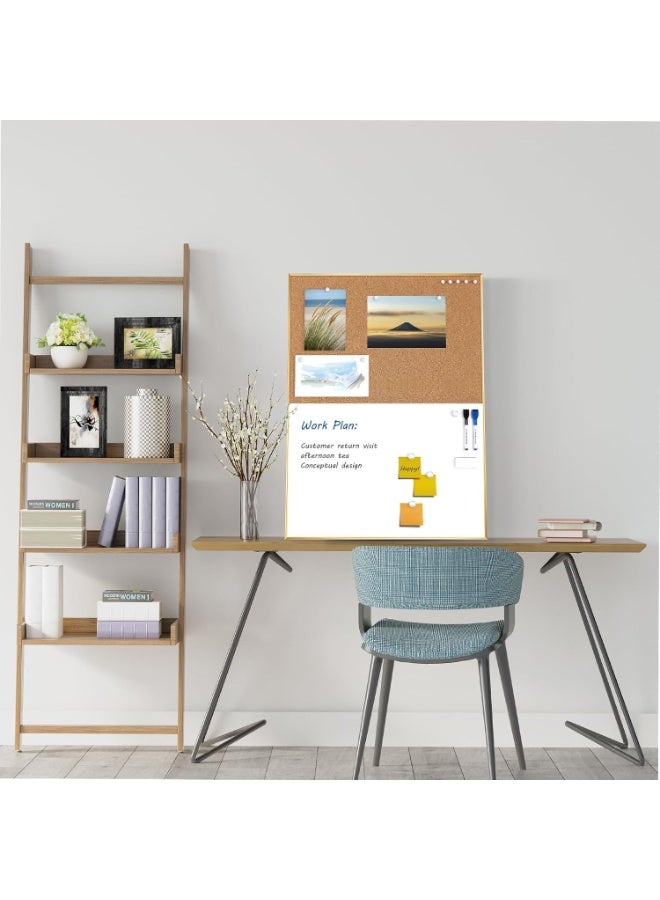 TAPIT Cork Board and Dry Erase White Board Combo 40x60cm Bulletin Board for Office Magnetic Whiteboard Cork Board for Walls with Frame Small Cork Memo Board for Classroom Dormitory - Image 5