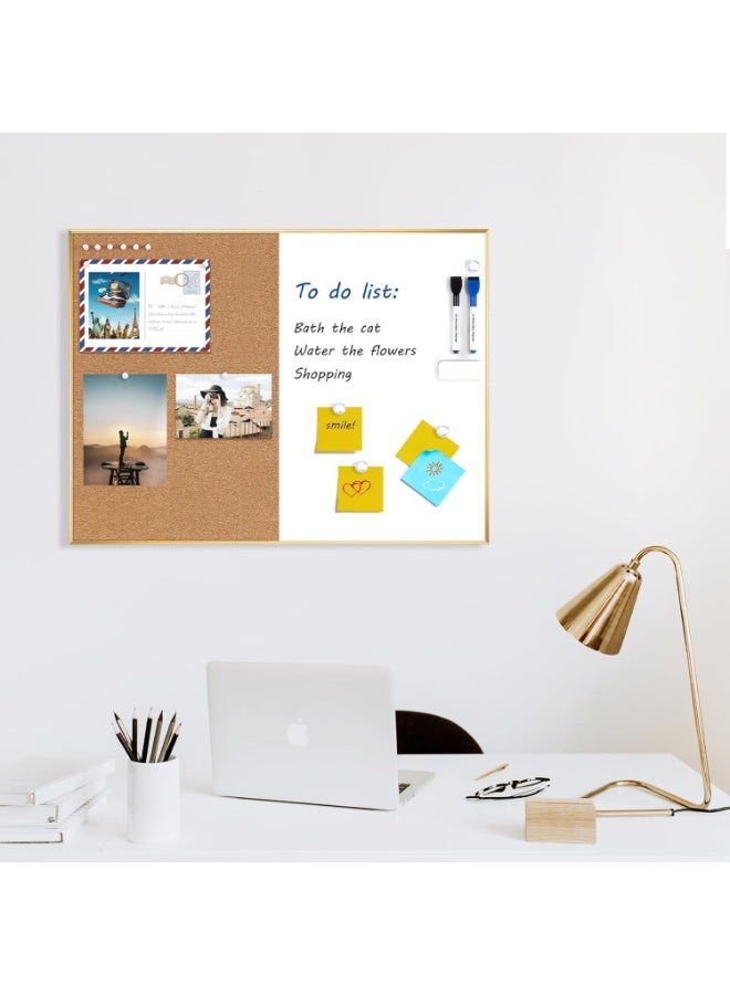 TAPIT Cork Board and Dry Erase White Board Combo 40x60cm Bulletin Board for Office Magnetic Whiteboard Cork Board for Walls with Frame Small Cork Memo Board for Classroom Dormitory - Image 3