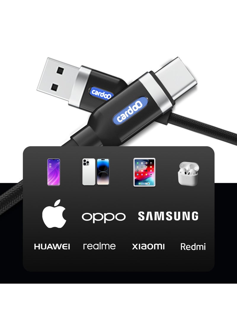 cardoO USB-A to USB-C Cable 2M  Fast Charging & Data Transfer  Black  for Android & USB-C Devices - Image 3