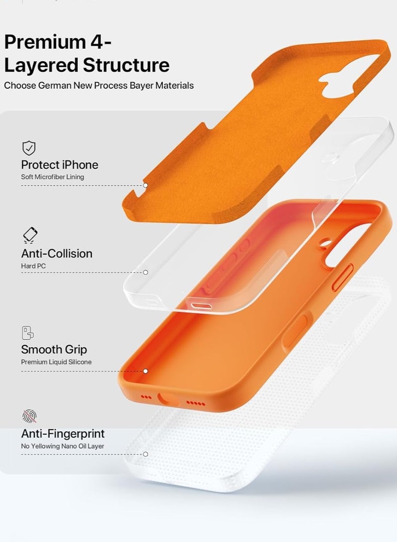 بورتوني جراب iPhone 17 من السيليكون السائل الفاخر مع قطعتين من الزجاج المقوى عالي الدقة 9D لهاتف iPhone 17 ناعم الملمس مضاد للخدش مع بطانة من الألياف الدقيقة لهاتف iPhone 17 مقاس 6.3 بوصة - Image 5