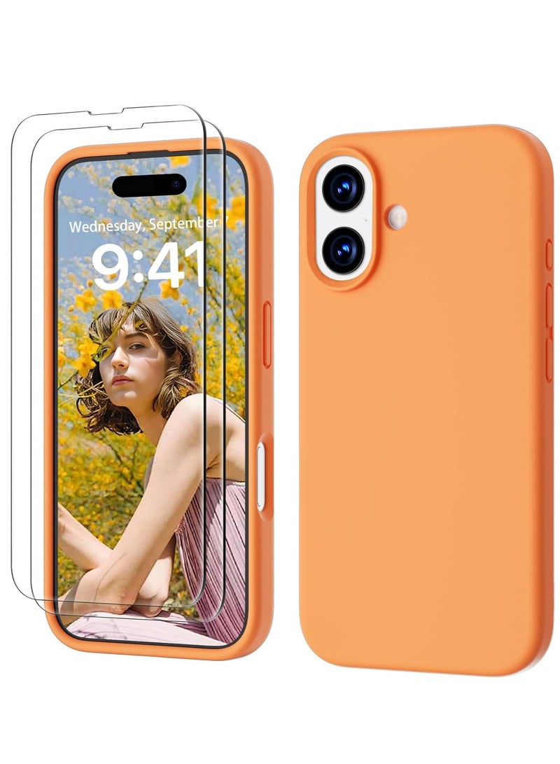 بورتوني جراب iPhone 17 من السيليكون السائل الفاخر مع قطعتين من الزجاج المقوى عالي الدقة 9D لهاتف iPhone 17 ناعم الملمس مضاد للخدش مع بطانة من الألياف الدقيقة لهاتف iPhone 17 مقاس 6.3 بوصة - Image 1