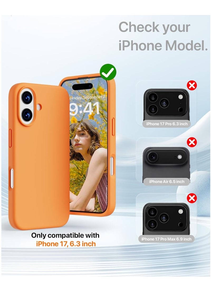 بورتوني جراب iPhone 17 من السيليكون السائل الفاخر مع قطعتين من الزجاج المقوى عالي الدقة 9D لهاتف iPhone 17 ناعم الملمس مضاد للخدش مع بطانة من الألياف الدقيقة لهاتف iPhone 17 مقاس 6.3 بوصة - Image 2