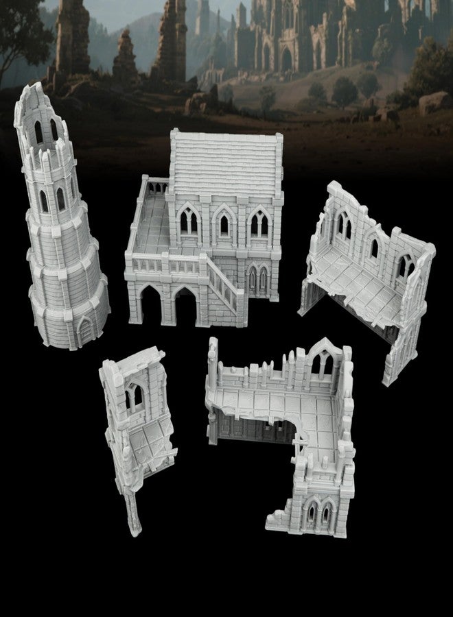 AUSPDICE Town Buildings RPG Terrain Set for DND Accessories, 28MM Scale Compatible with TTRPG Buildings, Table Maps Characters, and Dungeons and Dragons Scenario Pieces-AF1078 - Image 2