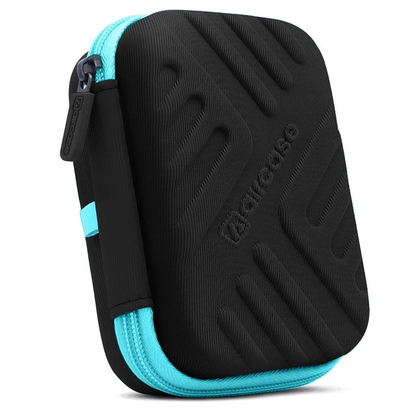AirCase حافظة قرص صلب خارجي 2.5 بوصة مع غلاف EVA مقاوم للصدمات وبطانة ناعمة | حقيبة تنظيم سفر مع جيب شبكي، إغلاق بسحاب لقرص HDD/SSD، سماعات، شاحن وأجهزة (أسود) - Image 1