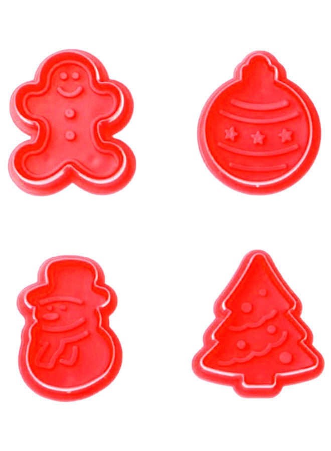 NIBEMINENT 4-Piece Cake Baking Mould Red 4.5 x 4.5centimeter  - Image 1