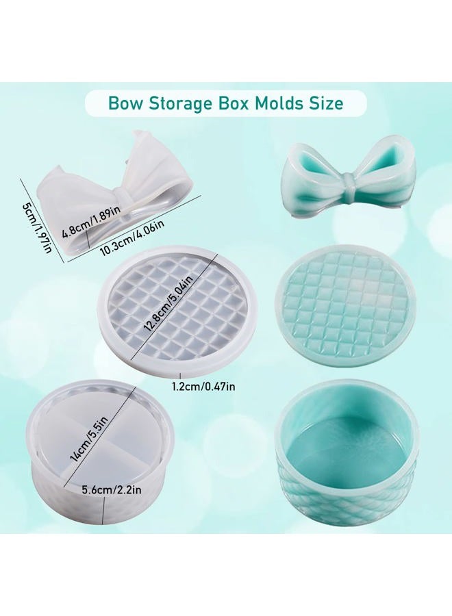 Kunyeah Bows Storage Box Mold Round Resin Box Molds with Lids Jewellery Organizer Casting Mold Epoxy Casting Silicone Mould DIY Resin Crafts Moulds for Home Decor Gift Candy Storage - Image 2