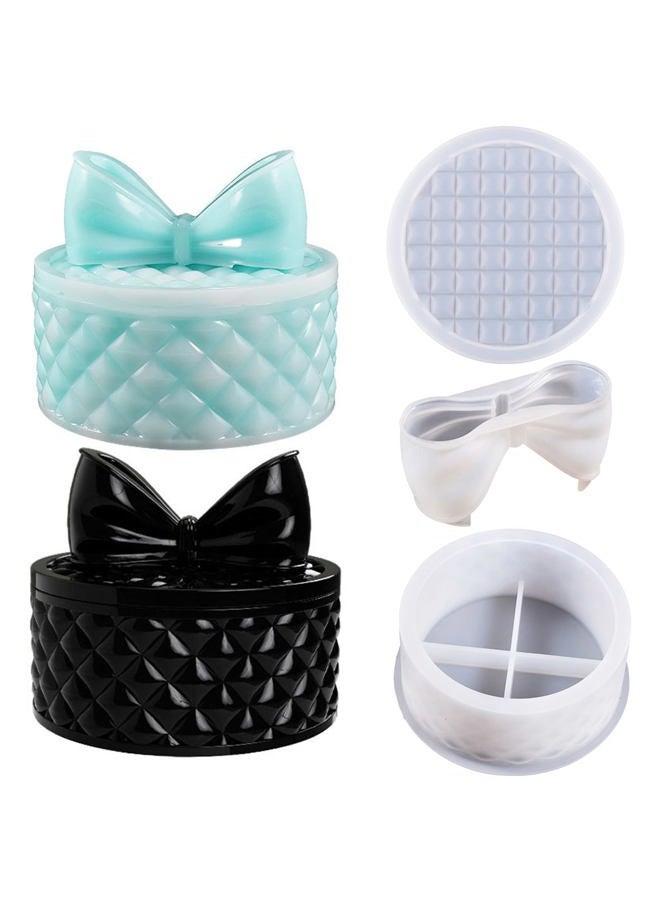 Kunyeah Bows Storage Box Mold Round Resin Box Molds with Lids Jewellery Organizer Casting Mold Epoxy Casting Silicone Mould DIY Resin Crafts Moulds for Home Decor Gift Candy Storage - Image 1