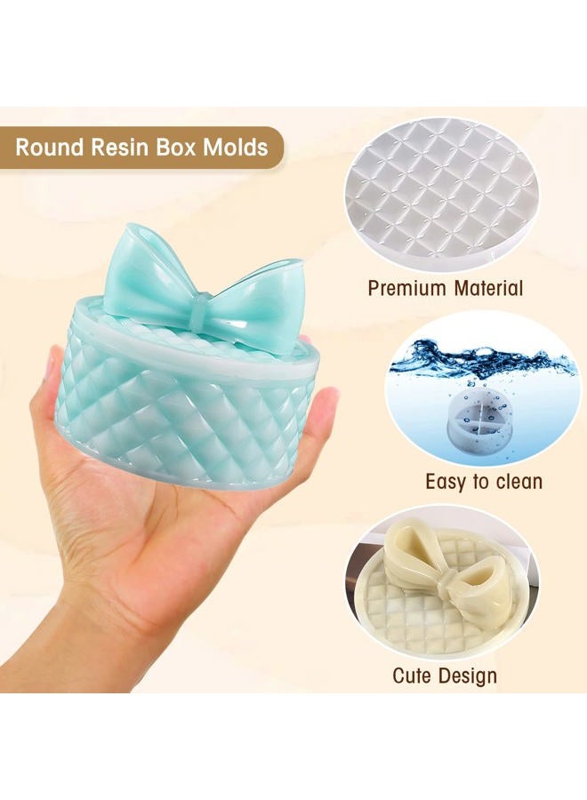 Kunyeah Bows Storage Box Mold Round Resin Box Molds with Lids Jewellery Organizer Casting Mold Epoxy Casting Silicone Mould DIY Resin Crafts Moulds for Home Decor Gift Candy Storage - Image 3