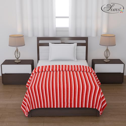 Status Contract All Season Multipurpose Single Bed Polar Fleece Blanket/Summer AC Blanket (Red) - Image 1