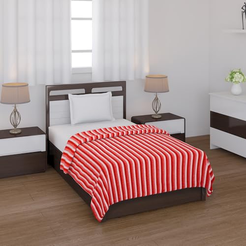 Status Contract All Season Multipurpose Single Bed Polar Fleece Blanket/Summer AC Blanket (Red) - Image 2