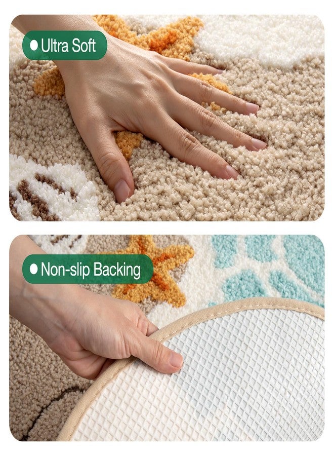LUMI Beach Bathroom Rugs, Non Slip Bath Mat Ultra Soft Washable Absorbent Quick Dry, Ocean Sea Theme Bath Rug with Starfish Shell for Shower Floor, Kitchen Decor, Kids Room, 24"x44" - Image 4