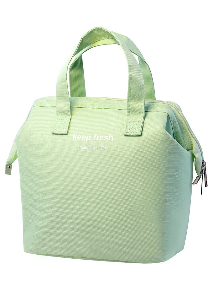 GREEN REUSABLE INSULATED LUNCH BAG STYLISH BENTO LUNCH BAG WATER-RESISTANT LUNCH TOTE BAG LUNCH BOX CONTAINERS FOR WOMEN MEN ADULTS WORK PICNIC