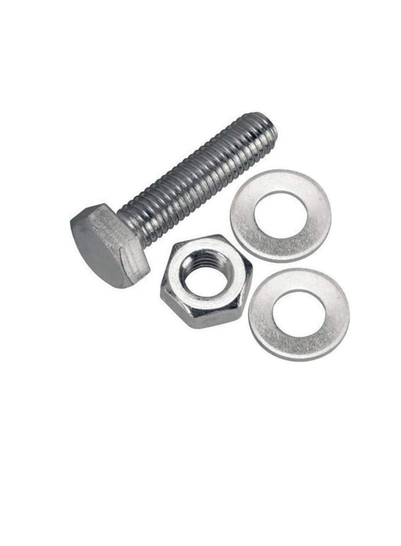 12 pcs Hex Head Screw Bolts Nuts & Washers Fully Thread GI Plain Finish Bolt Set. (6, 16MM) - Image 3