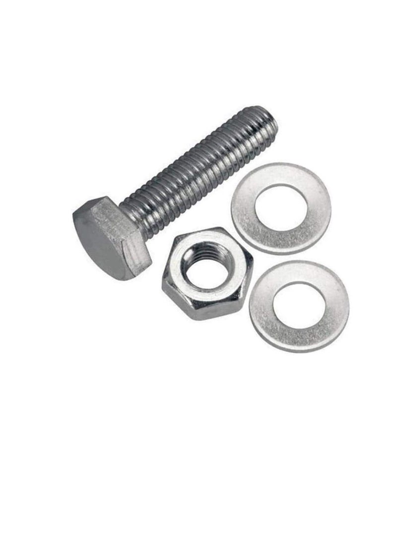 12 pcs Hex Head Screw Bolts Nuts & Washers Fully Thread GI Plain Finish Bolt Set. (6, 16MM) - Image 2