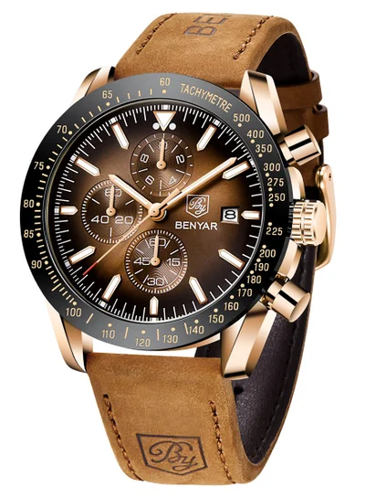 BENYAR BENYAR Watch for Men Analog Quartz Chronograph Waterproof Luminous Designer Mens Wrist Watches Business Work Sport Casual Dress Watch with Silicone Strap Elegant Gifts for Men