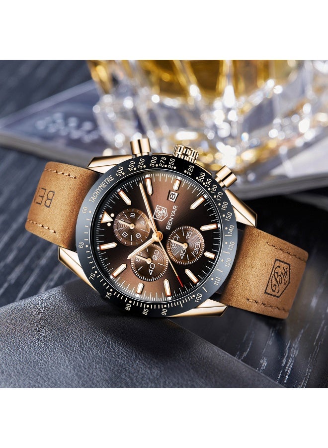 BENYAR Watch for Men Analog Quartz Chronograph Waterproof Luminous Designer Mens Wrist Watches Business Work Sport Casual Dress Watch with Silicone Strap Elegant Gifts for Men - Image 5
