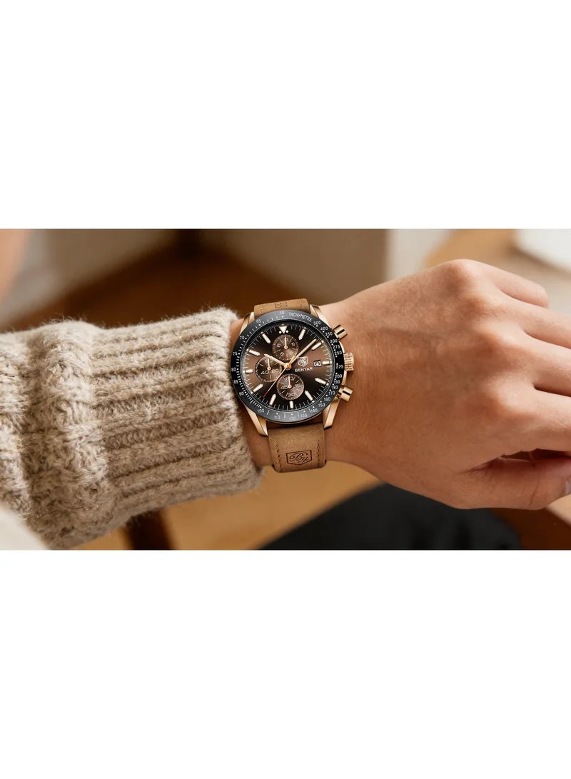 Benyar  BENYAR Watch for Men Analog Quartz Chronograph Waterproof Luminous Designer Mens Wrist Watches Business Work Sport Casual Dress Watch with leather Strap Elegant Gifts for Men for Men | Best Price UAE