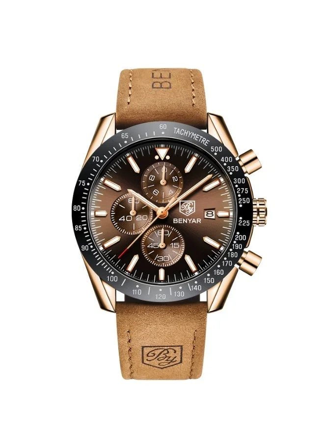 Benyar  BENYAR Watch for Men Analog Quartz Chronograph Waterproof Luminous Designer Mens Wrist Watches Business Work Sport Casual Dress Watch with leather Strap Elegant Gifts for Men for Men | Best Price UAE