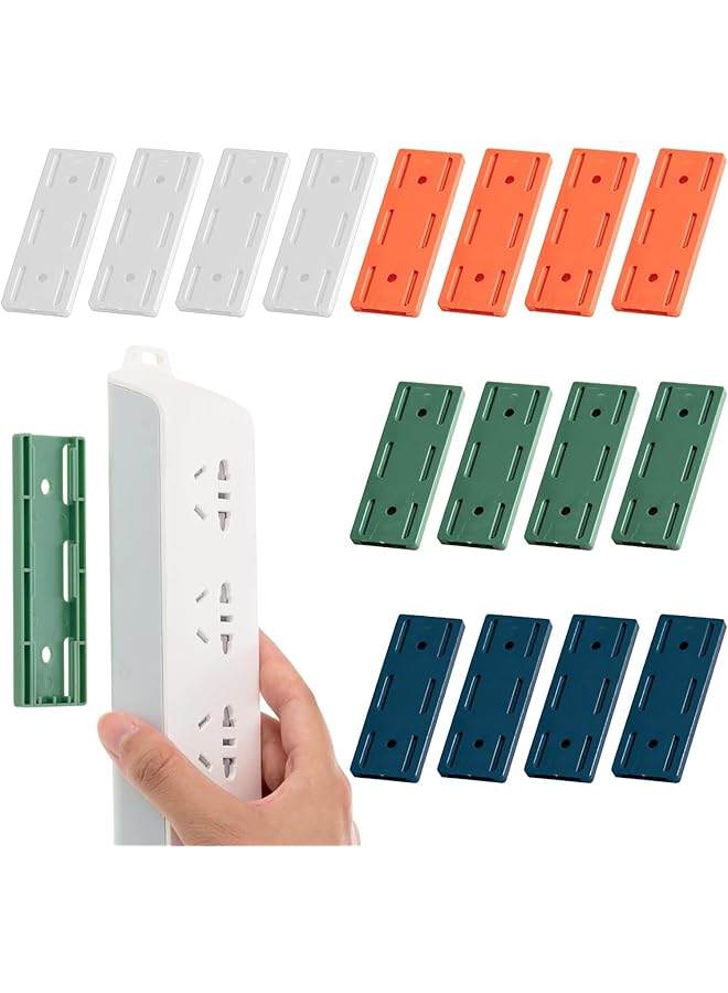PROMASS 16 Pcs Power Strip Holder Wall Mount Self Adhesive Punch Free Socket Holder Storage Socket Slide Desktop Socket Fixer Bracket Stand Surge Protector Mount for Home Office Cable Management - Image 1