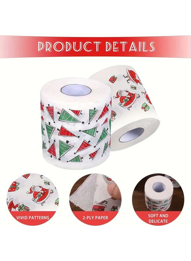 Christmas Printed Roll Paper Hand Towel With Christmas Elements For Holiday Party Decoration Home Decor New Year Gift Random 2 Rolls - Image 2
