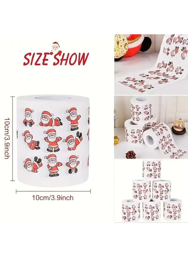 Christmas Printed Roll Paper Hand Towel With Christmas Elements For Holiday Party Decoration Home Decor New Year Gift Random 2 Rolls - Image 3